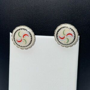 Vintage rare retro mid century atomic swirl screw back clip on earrings